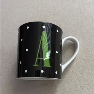 LENOX Kate Spade Black Polka Dot Mug Monogram A